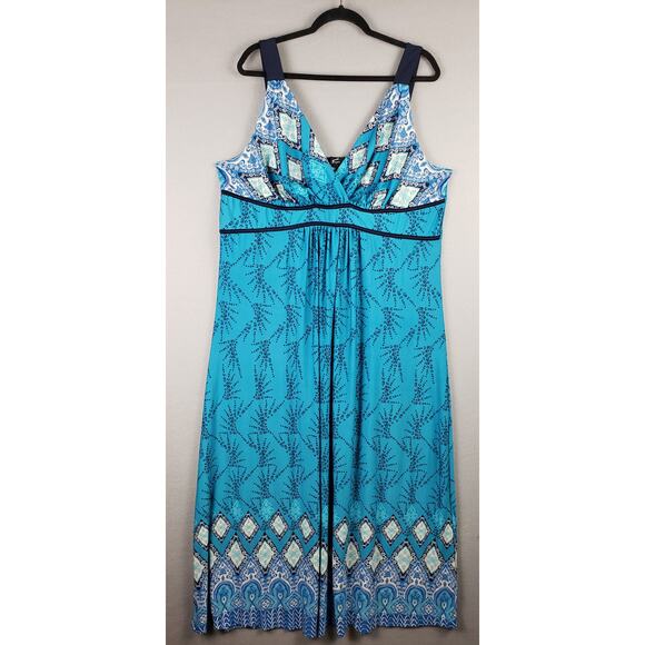 Gru Women's Plus Size 2X Paisley Maxi Dress Blue Beach Vacation Resortwear Boho - Picture 1 of 10